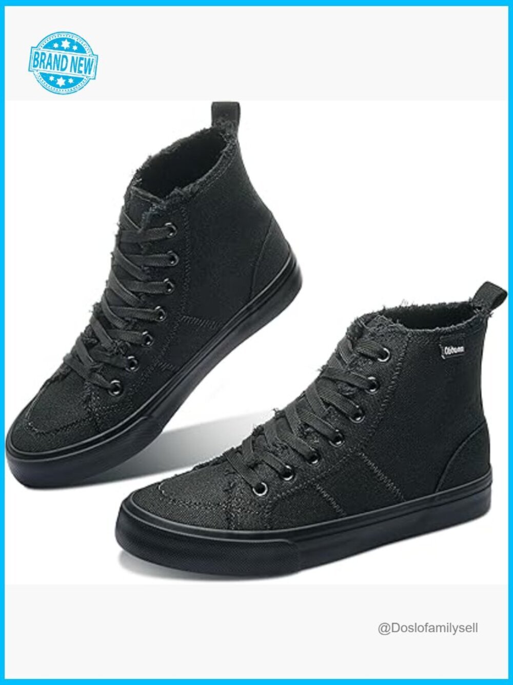 High Top Canvas Sneakers Mid Calf Fashion Lace Up Casual Walking Shoes